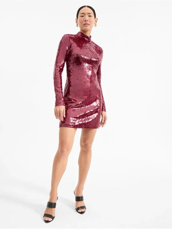 NWT Veronica Beard Sylee Sequin Longsleeve Mock Neck Mini Dress - Picture 3 of 4